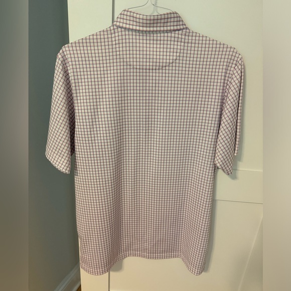 Donald Ross golf shirt. Size small. White with blue and red checks. - Picture 2 of 6